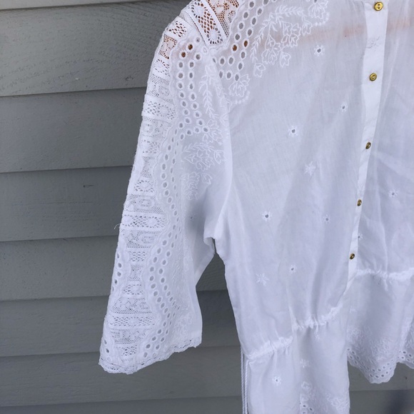 Ulla Johnson Blouse Lace Eyelet White Tassels - Picture 5 of 8